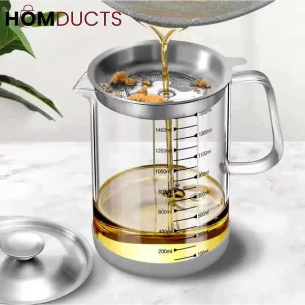 Borosilicate Glass Oil Filter Pot (1.2L)